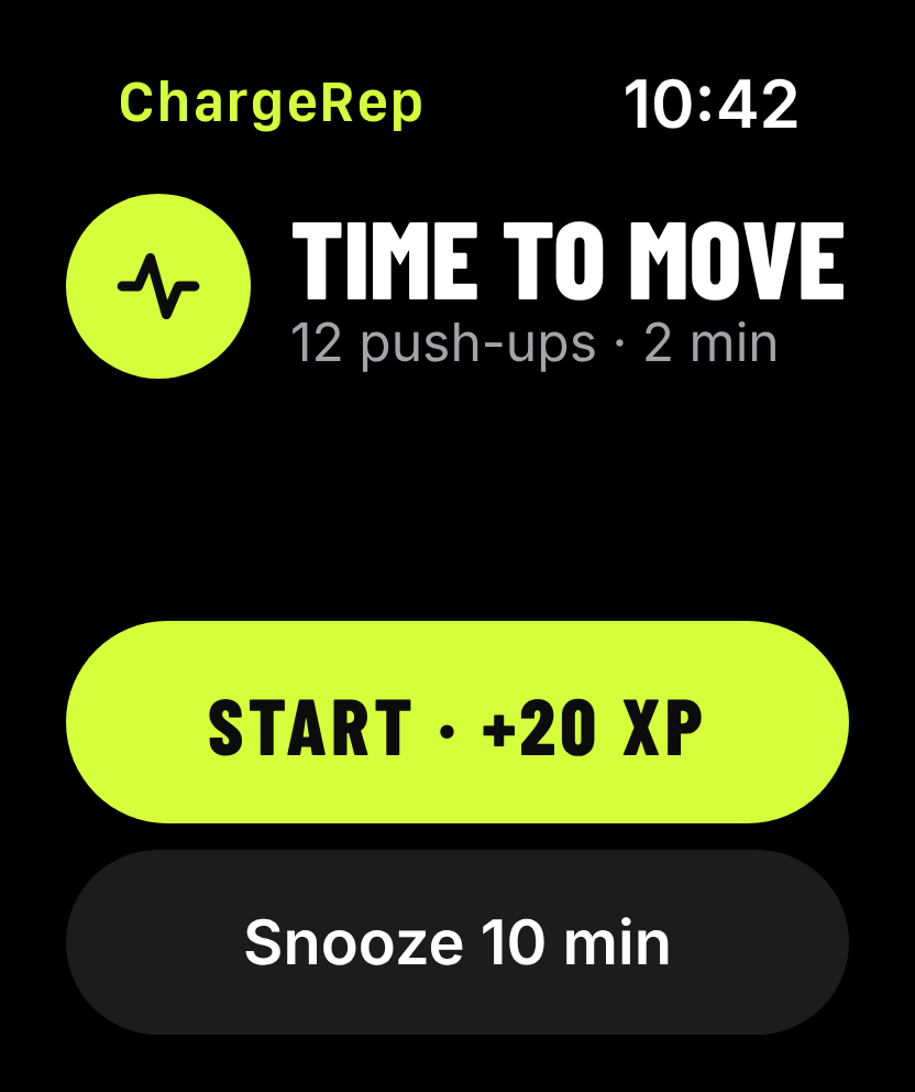Een melding op de Apple Watch: tijd om te bewegen, 12 push-ups